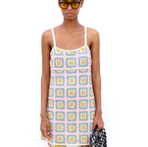 Zara Multicolor Crochet Mini Dress